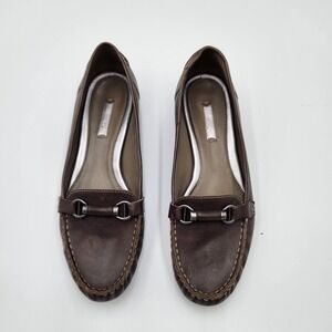 Ecco Shoes‎ Women Size 8-8.5 Horse Bit Loafers Gray Leather Slip On Shoes EU 39